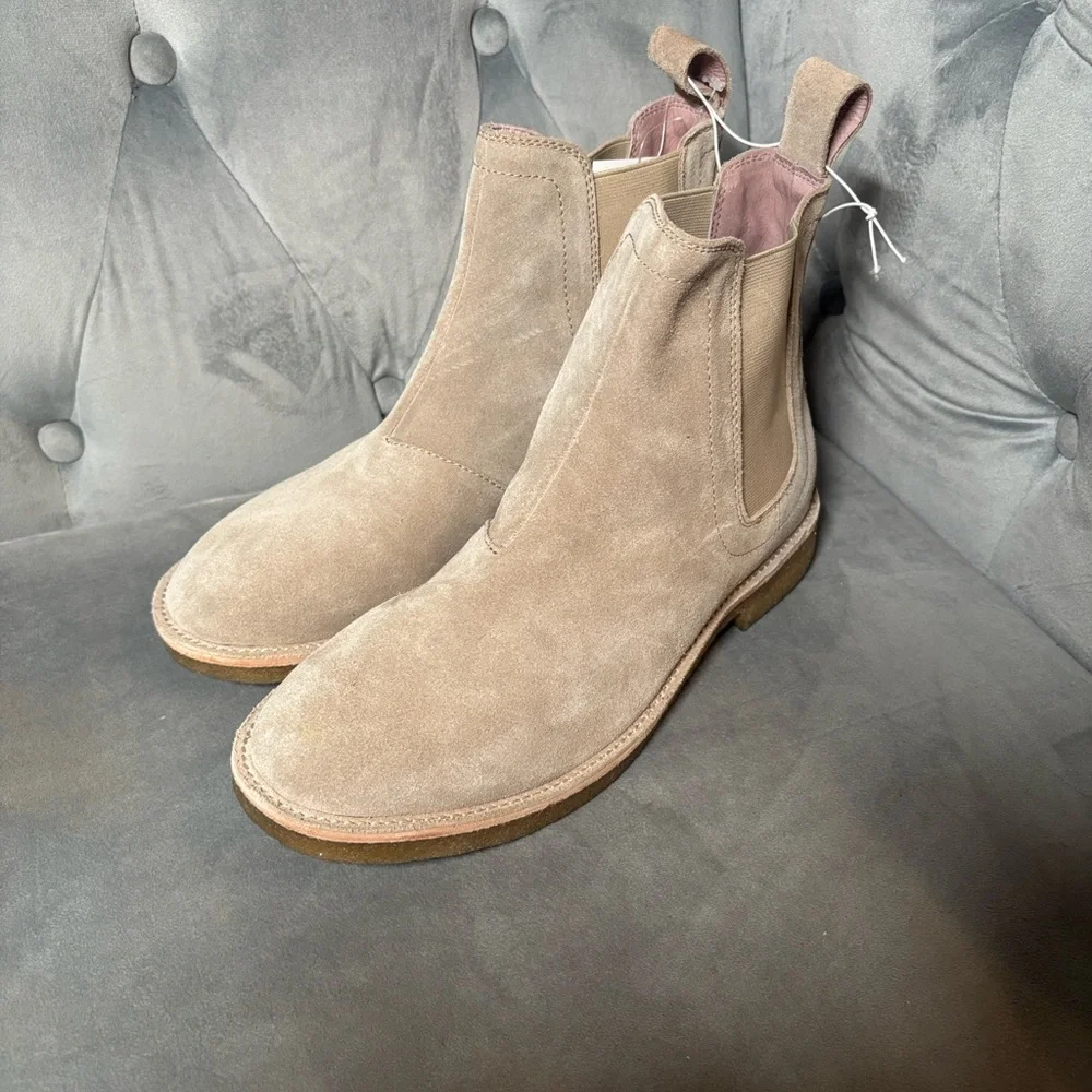 CIVIL REGIME Men's Cream Leather Crepe Sole Unit‎ Chelsea Boots